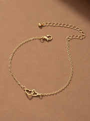 Double Heart Gold Anklet For Women