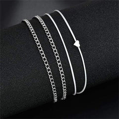 Silver Heart Anklet Bracelet for Women