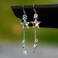 925 Silver Plated Zircon Star Earrings