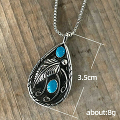 Blue Turquoise Crystal Pendant Necklace