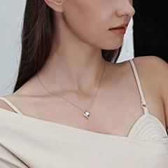 Dazzling Diamond Heart Pendant Silver White Opal Necklace