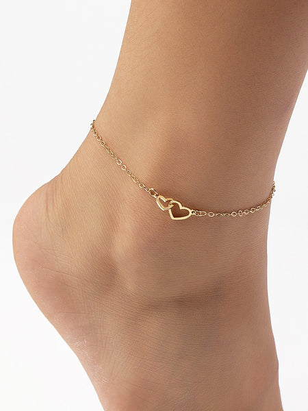 Sterling Silver 925 Cross & Heart Double Chain Anklet Heart Ankle Bracelet  A37 | eBay