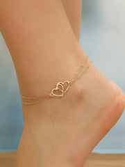Double Heart Shaped Layered Anklet