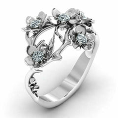 Flower Florals Silver Plated Ring