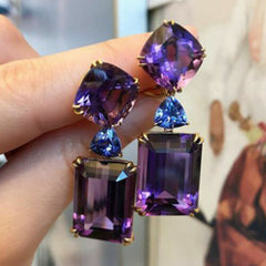 Gorgeous Silver Plated Amethyst Drop Earring Tanzanite