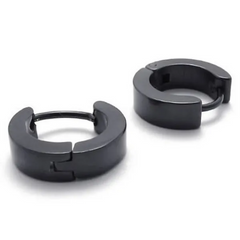 Men's Stainless Steel Stud Hoop Earrings Black
