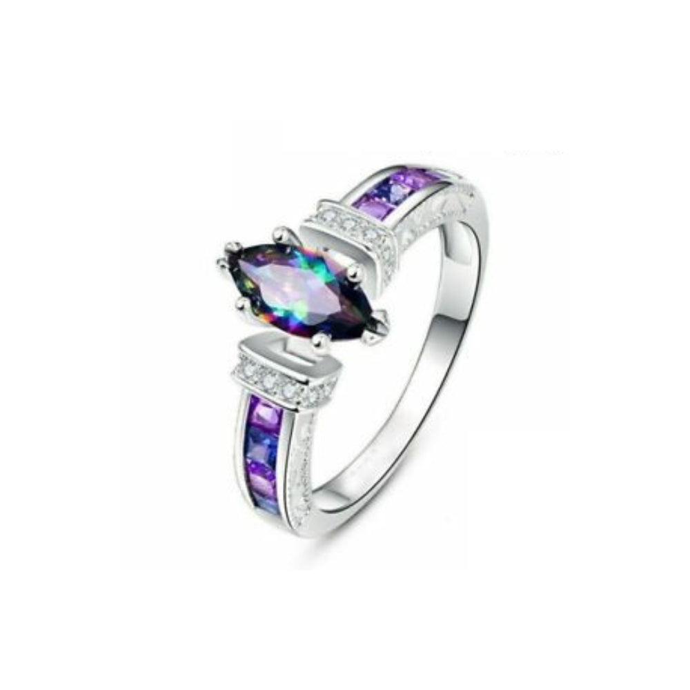 Silver Plated Mystic Topaz Ring