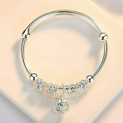 Sterling Silver Plated Cuff Bracelet Charm Bangle